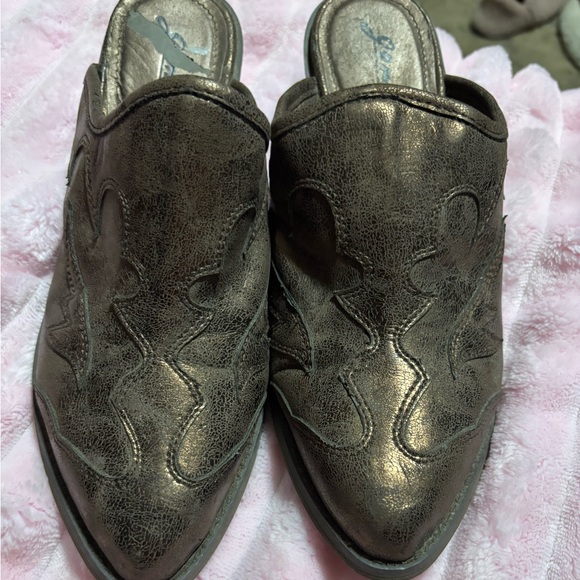 gomoX Western Mule Heels Brown Faux Leather Cowboy Slip On Size 7 - Picture 3 of 9